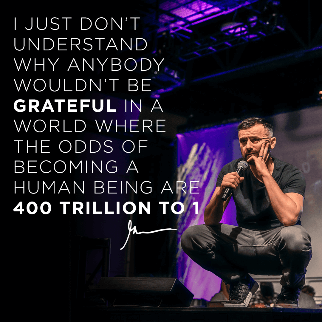 The odds of being a human being are 400 trillion to 1