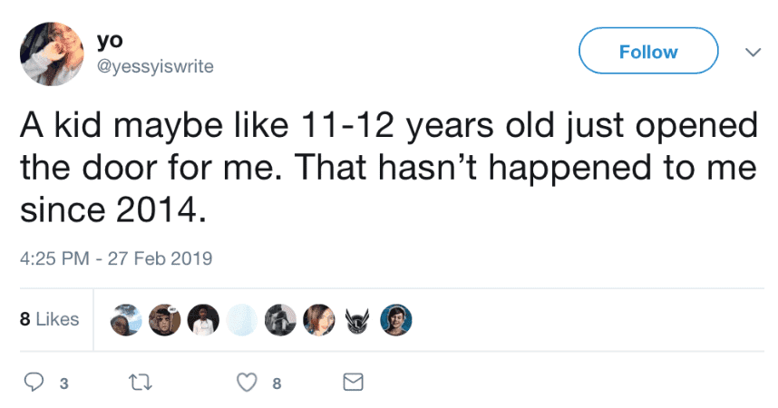 kid opened the door for me