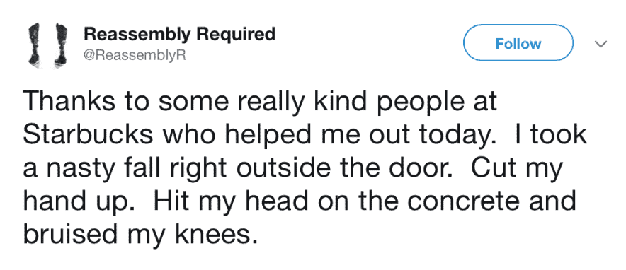 kind people at Starbucks helped me