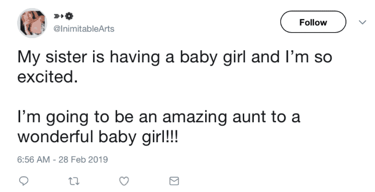 I'm going to be an aunt