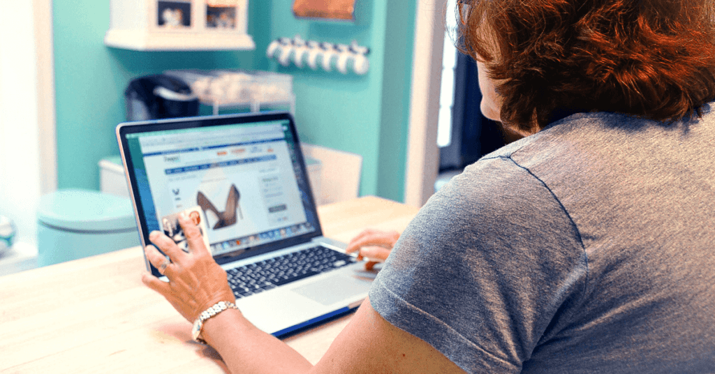 Woman shopping through an e-commerce store