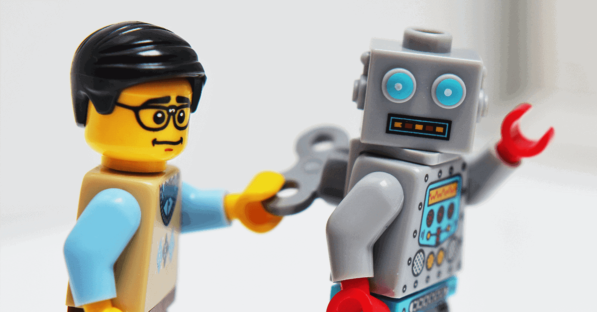 Lego man and robot