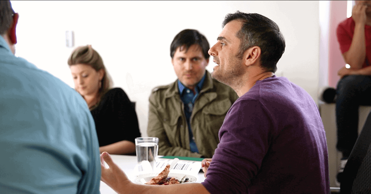 Gary Vaynerchuk in a meeting with his employees