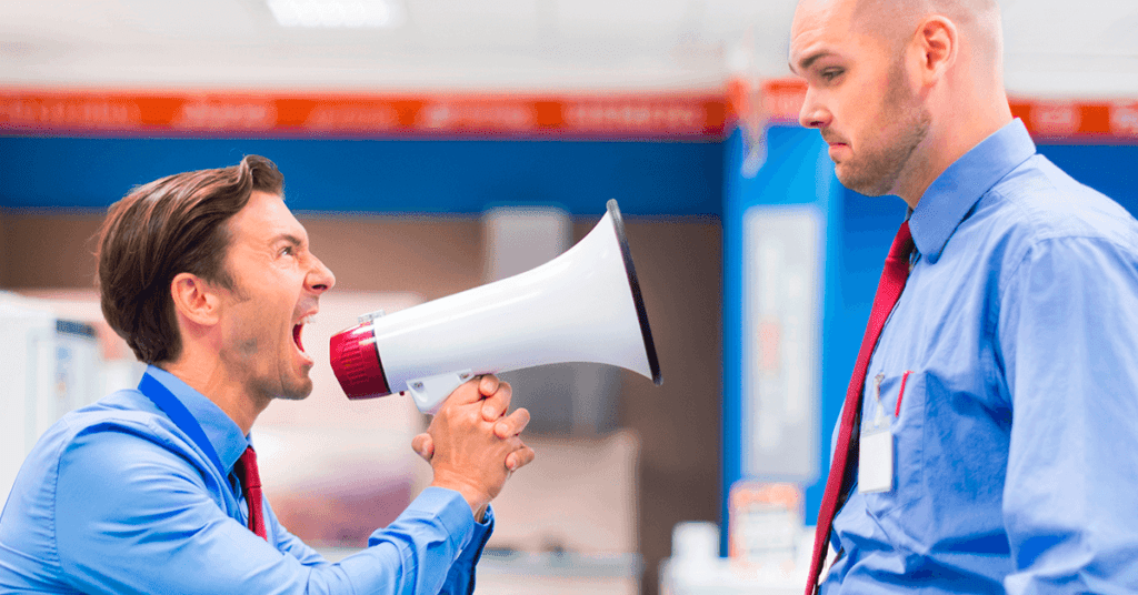 An employee yelling at his boss