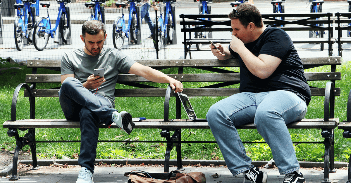 Gary Vaynerchuk and assistant Matt DeMayo in Downtown Manhattan