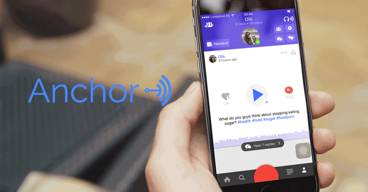 Anchor is an app that allows you to record and share soundbites--what they call waves--of yourself talking. 