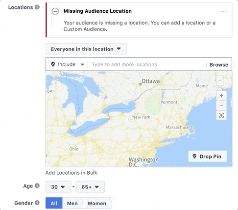 facebook location targeting